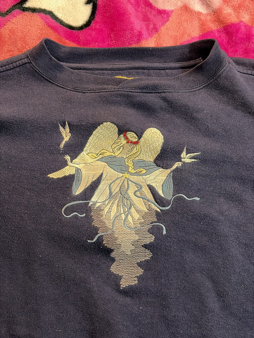 Source Unknown Navy Blue Men’s Sweater With Angel Graphic View 3